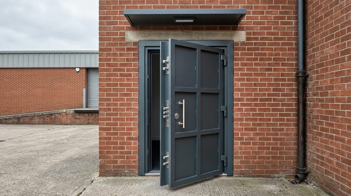 Heavy-duty steel security door with multipoint lock